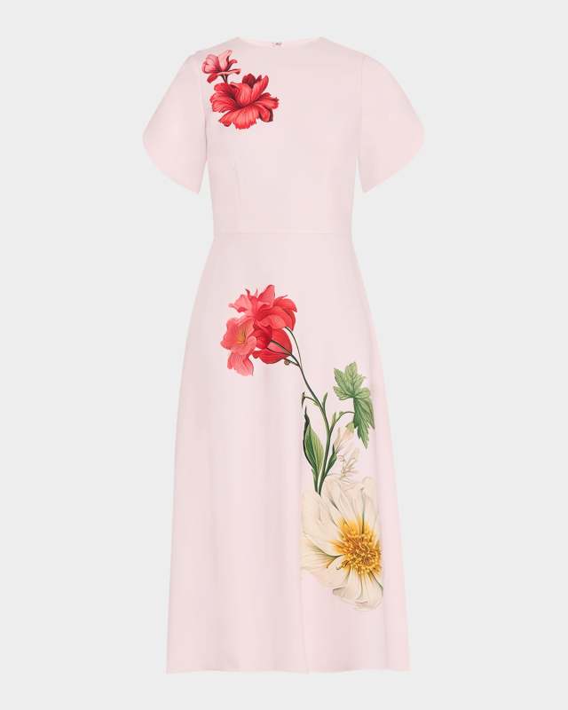 Floral-Print Crepe Midi Dress